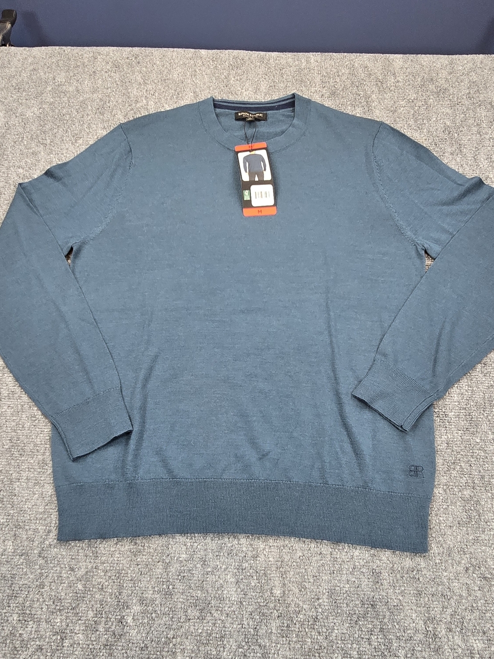 Banana Republic Merino Wool Sweater Mens M Teal Crewneck NWT Lightweight